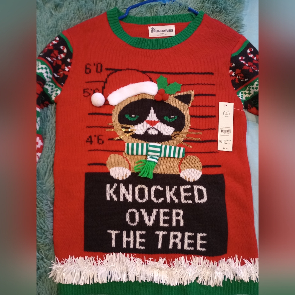 Festive Cat Christmas Sweater - Picture 2 of 7